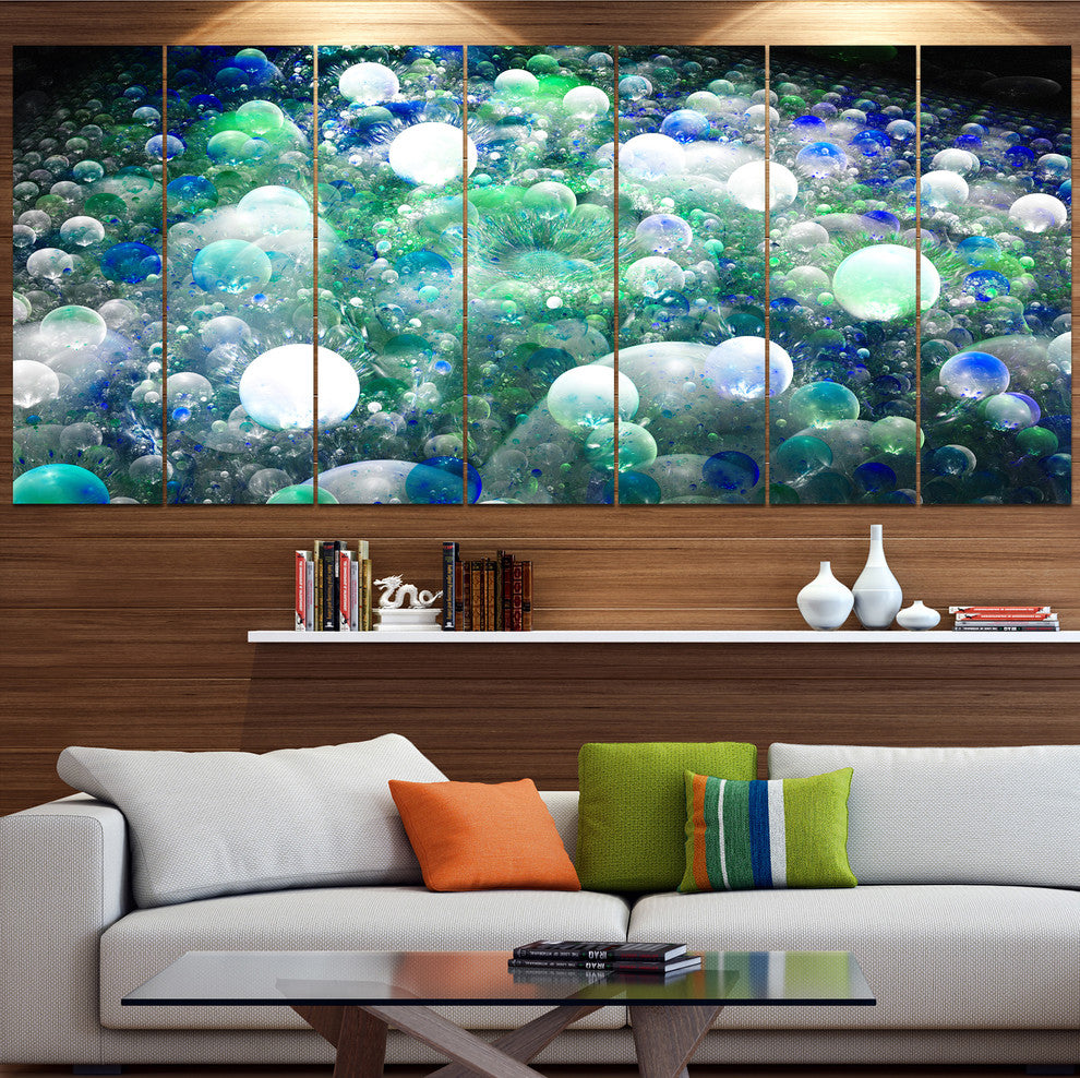 Colorful Molecules Fractal Design, Abstract Canvas Art Print, 83"x32", 7 Panels