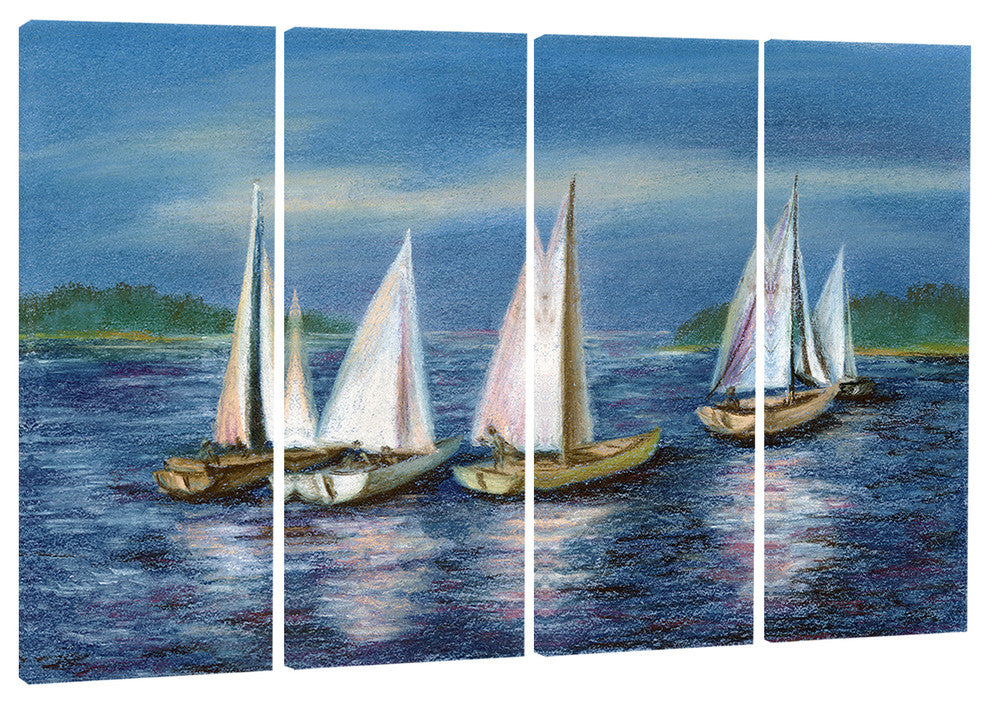 "Yachts by Obsky Sea" Canvas Print, 4 Panels