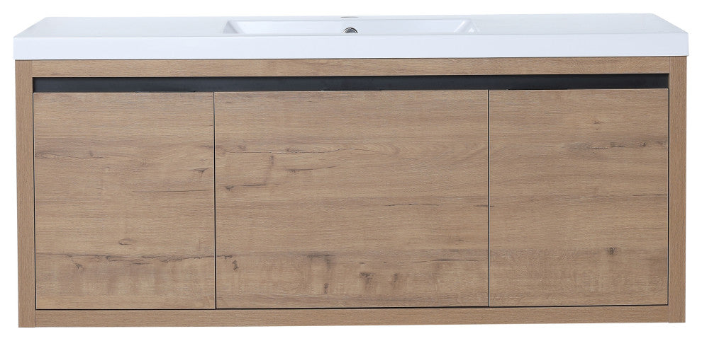 BNK Single Sink Bathroom Vanity, Wall Mounted 48", 48"x18", Imitative Oak