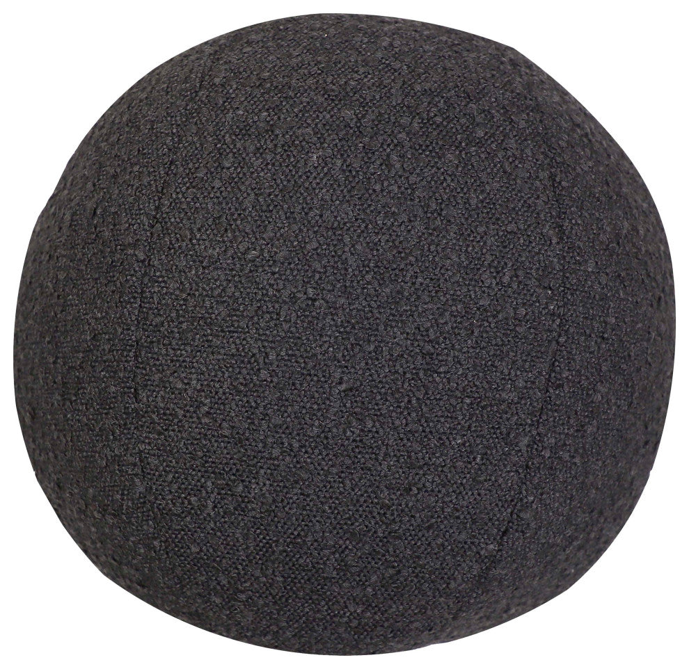 Boba Round Pillow, Black Boucle, 9"