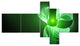 Green Flower Fractal Illustration, Abstract Canvas Art Print, 60"x32", 5 panels