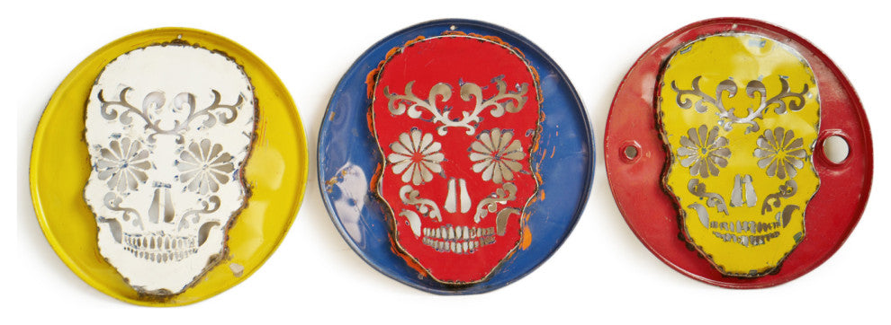 Industrial Pop Art Iron Skull Red & Blue