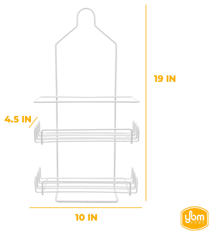 Two Tier Deluxe Shower Caddy Rack Organizer With Shelves White