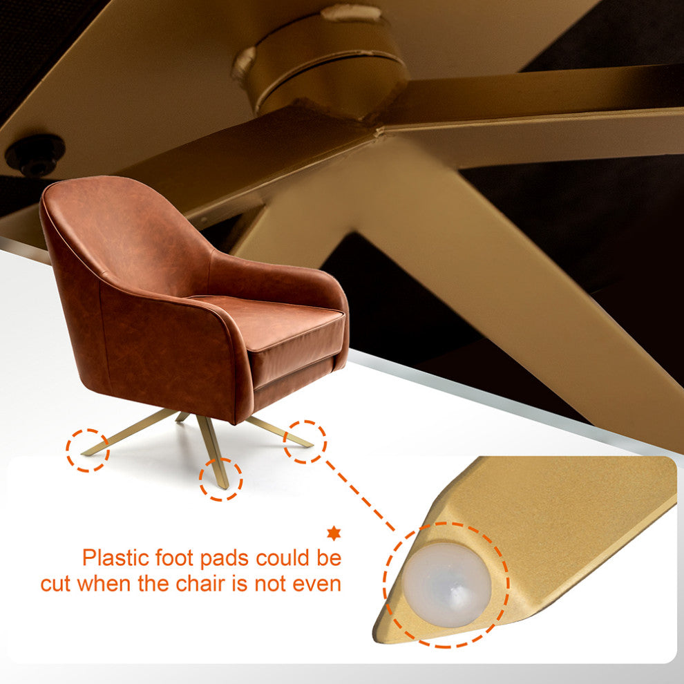 Fabric Accent Chair Swivel-Base Upholstered Armchair With Memory Foam, Brown