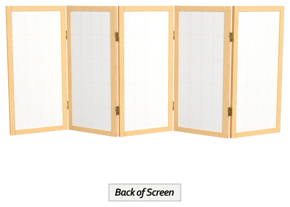 2' Tall Desktop Window Pane Shoji Screen, Natural, 5 Panels