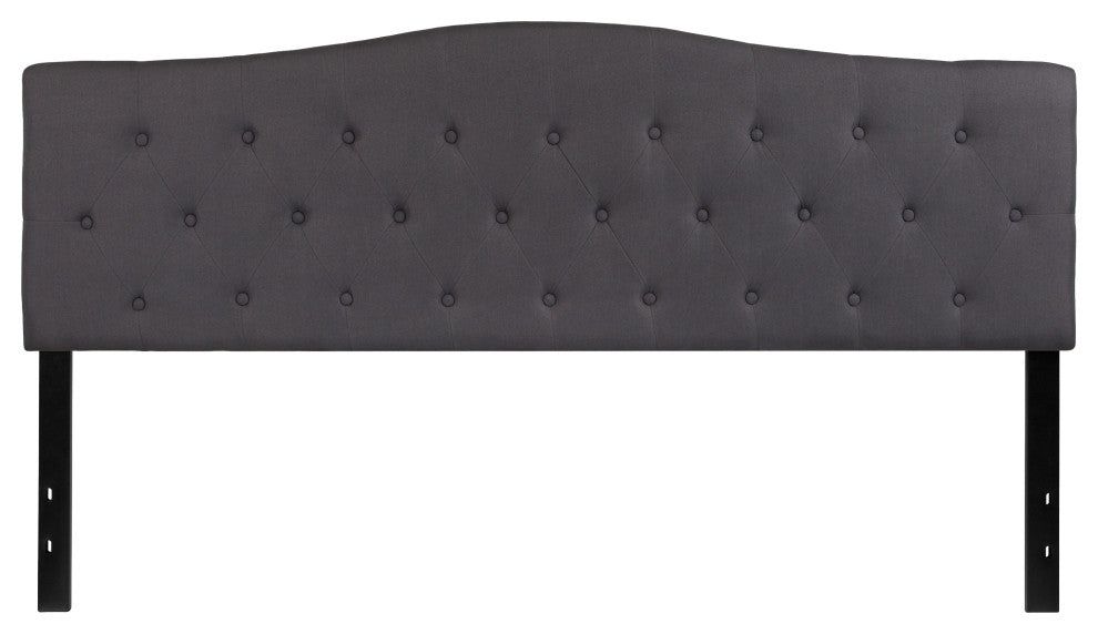 Cambridge Tufted Upholstered King Size Headboard in Dark Gray Fabric
