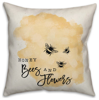 Hone Bees And Flowers 16 x 16 Spun Poly Pillow