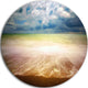 Exotic Beach On Cloudy Summer Day, Seascape Round Wall Art, 11"