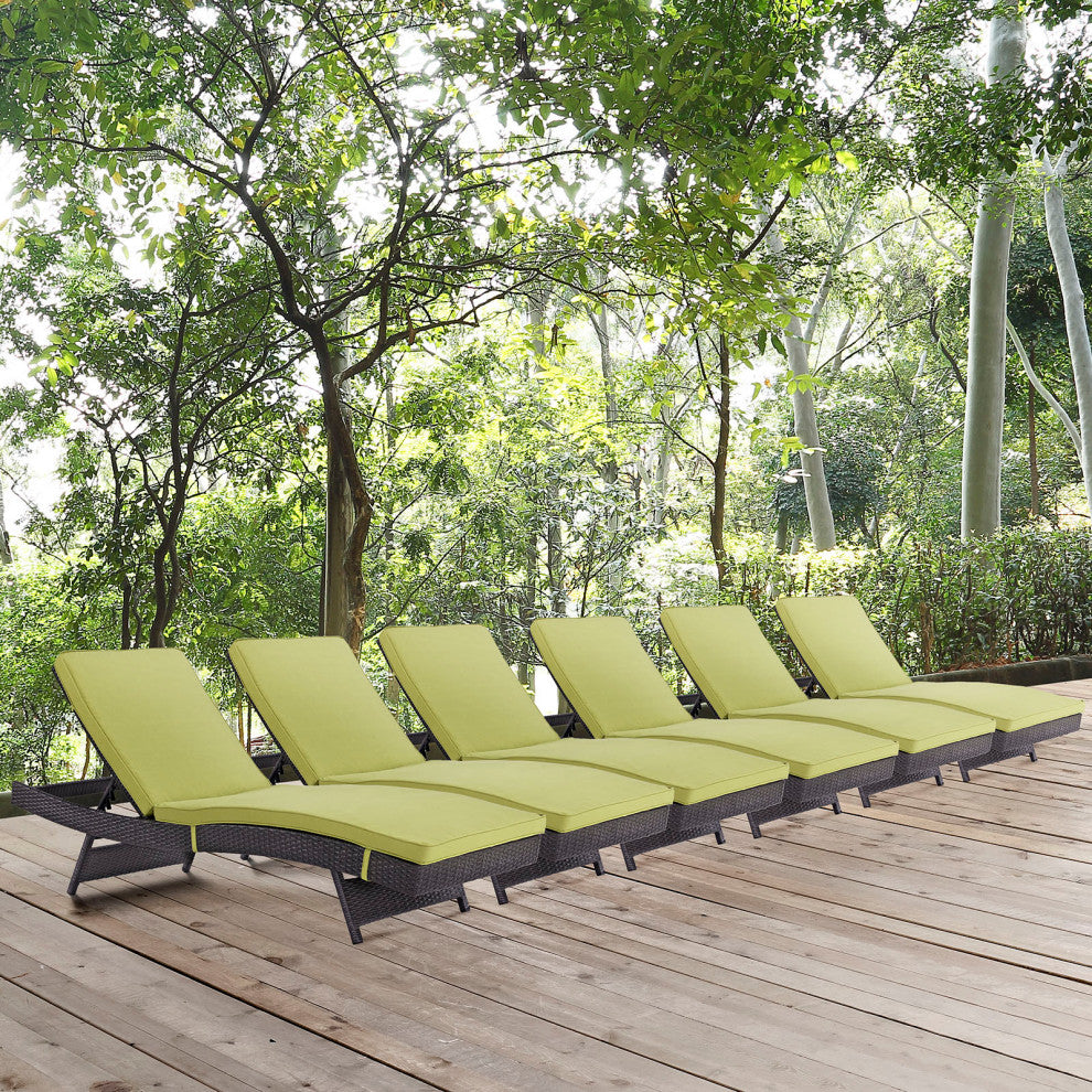 Espresso Peridot Convene Chaise Outdoor Patio Set of 6