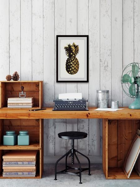 "Pineapple Golden" Framed Painting Print, 12"x18"