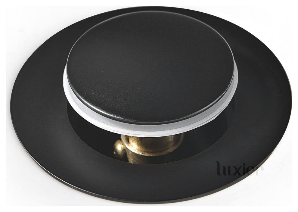 1-1/2" Push Pop-Up Drain Stopper for Sink, Matte Black, With Overflow