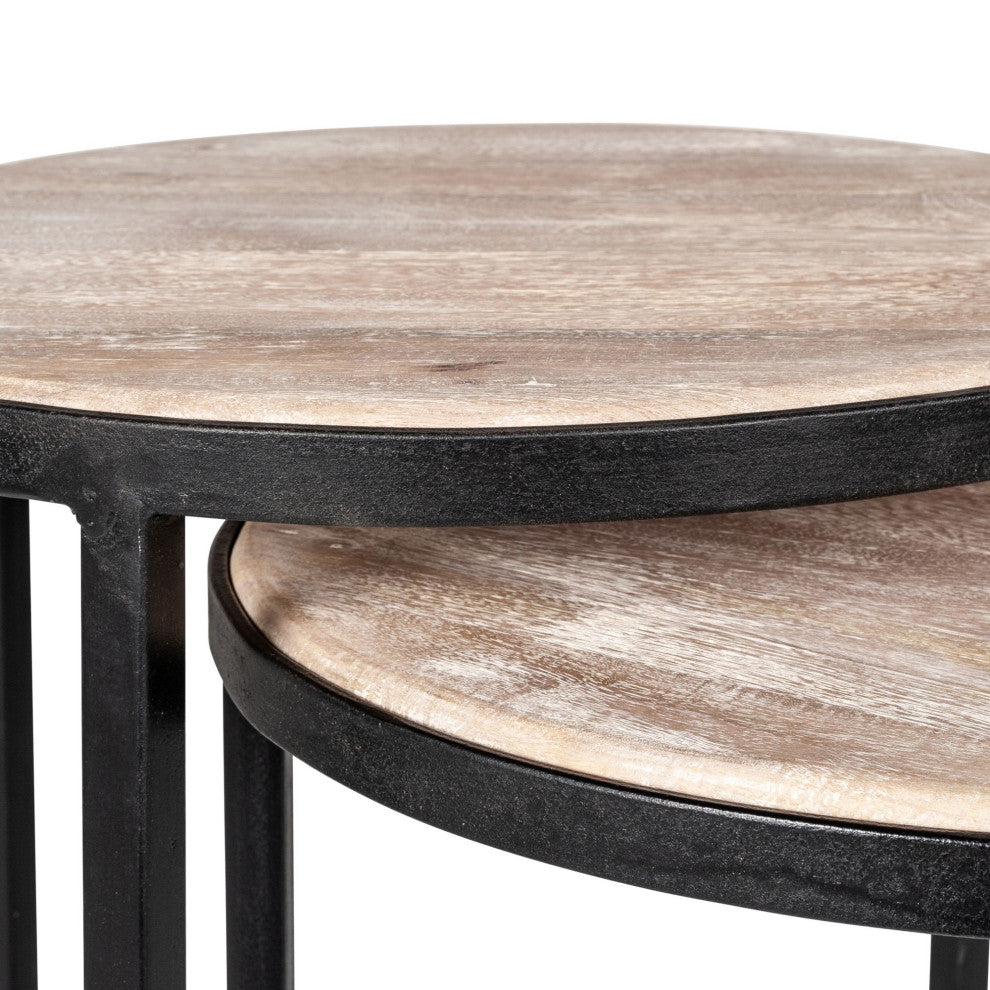 East at Main Mango Wood and Black Iron Nesting Tables (Set of 2)