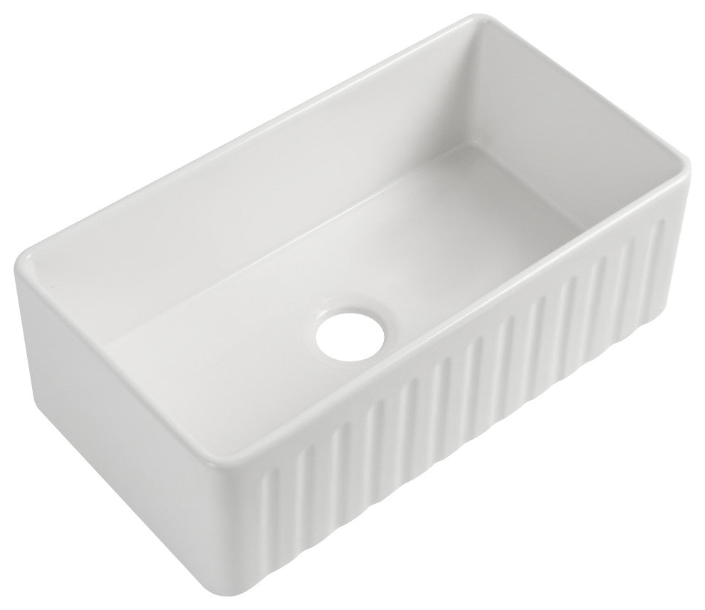 33" L X 18" W Farmhouse Kitchen Sink With Grid and Strainer