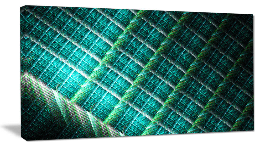 Green Fractal Grill Pattern, Abstract Art on Canvas, 32x16