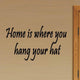Home Is Where You Hang Your Hat, Vinyl Wall Art Word Quote Lettering Decal