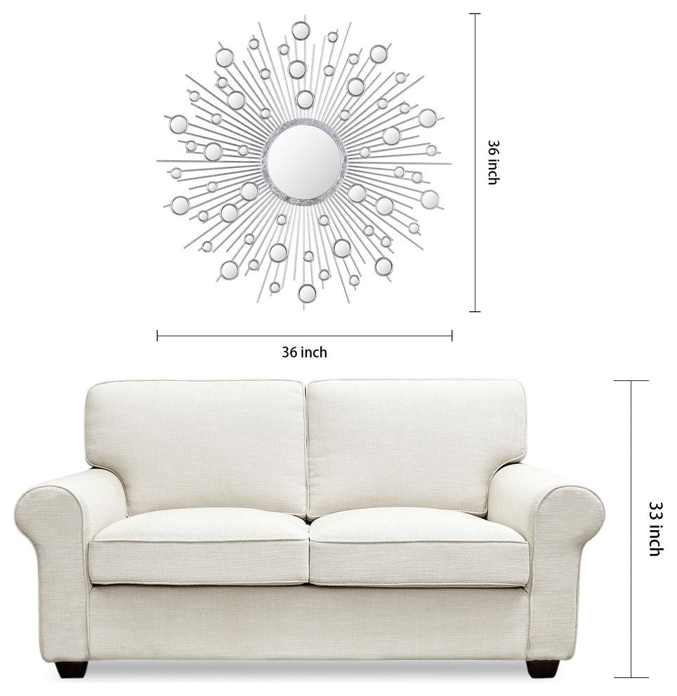 "Milkyway" Bling Round Wall Mirror, Bathroom Mirror, Vanity Mirror 36"x36"