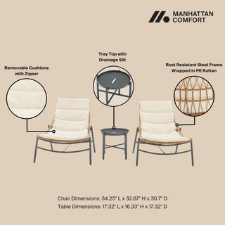 Manhattan Comfort 3-Piece Sunset Patio Conversation Set