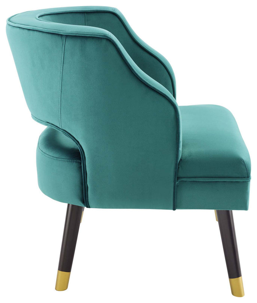 Traipse Button Tufted Open Back Performance Velvet Armchair