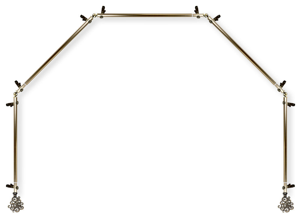 Fabritio 13/16" 5-Sided Bay Window Curtain Rod, Antique Brass