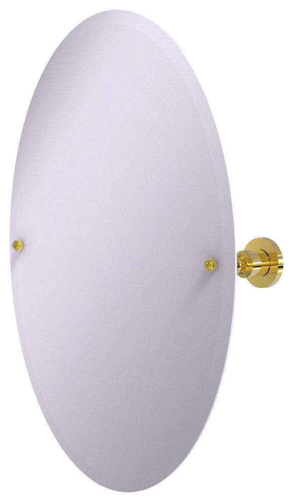 Frameless Oval Tilt Mirror with Beveled Edge, Polished Brass
