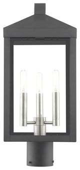 Livex Lighting Nyack 3 Light Antique Brass Medium Outdoor Post Top Lantern