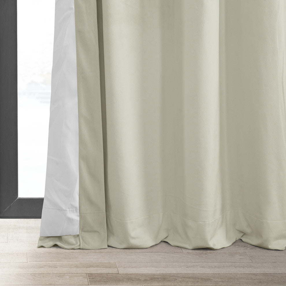 Signature Off White Grommet Blackout Velvet Curtain Single Panel, 50"x120"