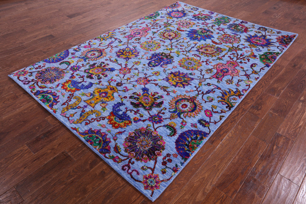 6' 0" X 8' 11" Persian Wool & Silk Handmade Rug - Q14924