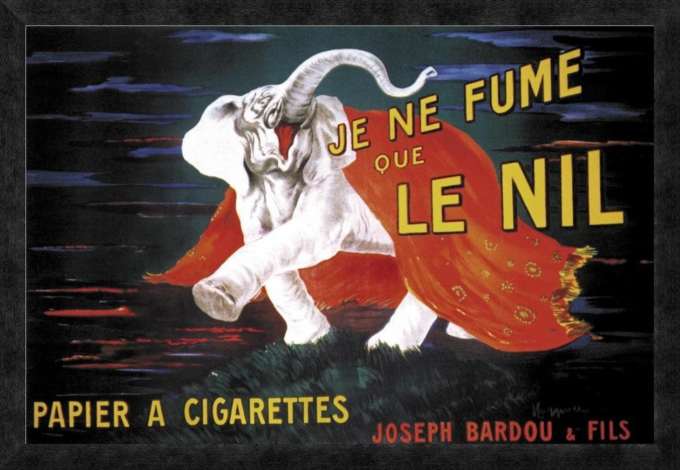 "Je Ne Fume Que Le Nil" Framed Canvas Giclee by Vintage Elephant, 32"x22"