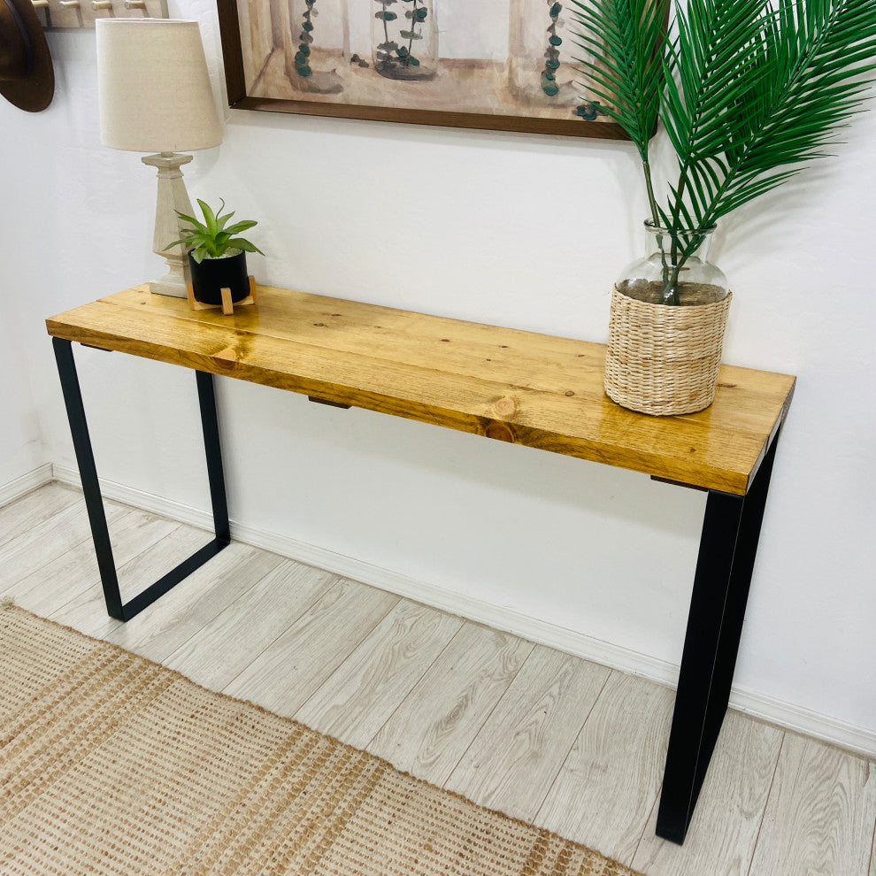 Barn Walls Bedroom Console Table Accent Table, Handcrafted, Golden Brown, 48" Length