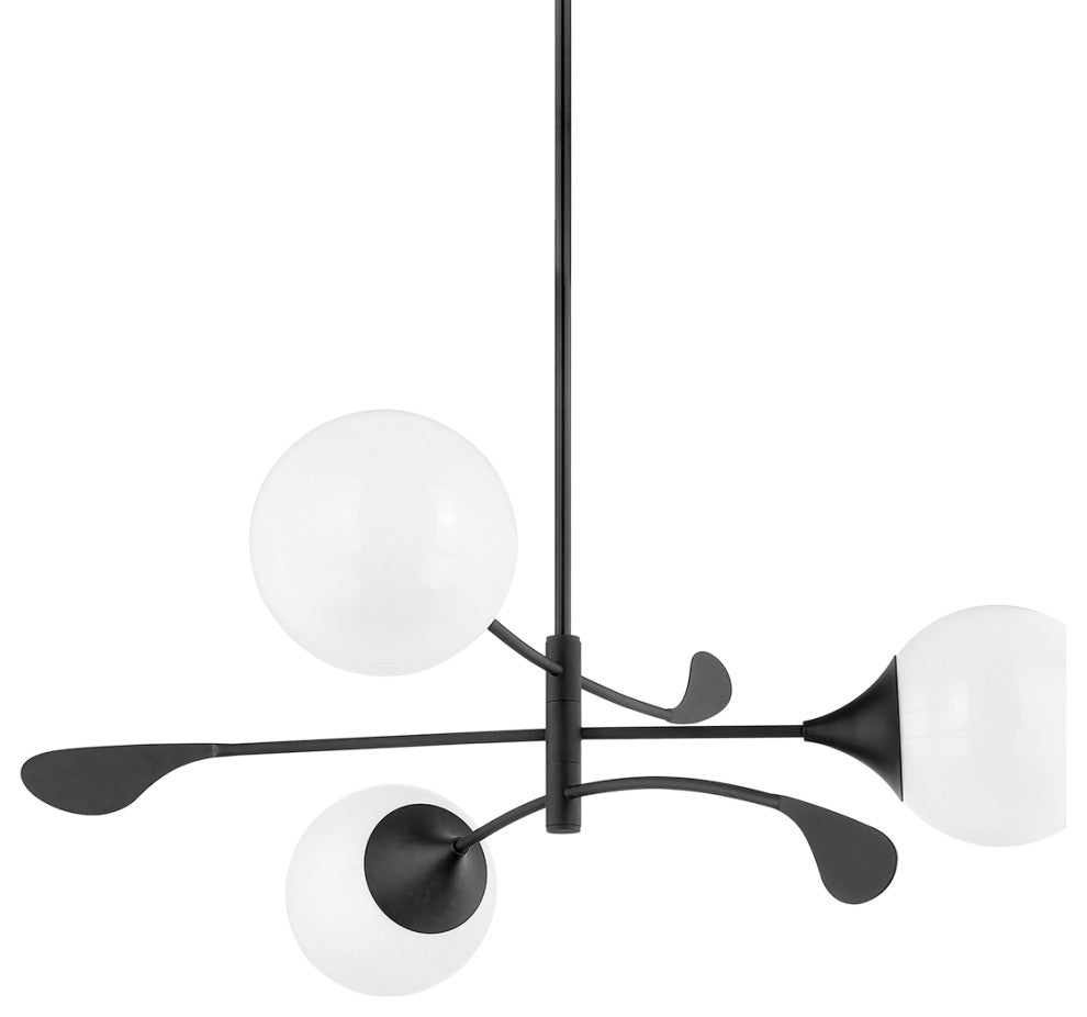 3 Light Chandelier, Black
