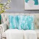 Jacquard Faux Fur Pillow Covers Set of 2, Blue Turquoise, 26'' x 26''