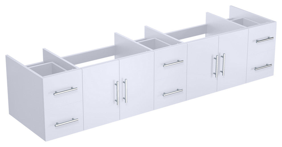 Geneva Transitional Glossy White 84" Vanity Cabinet Only