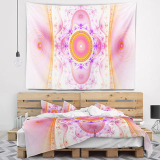 Cabalistic Pink Fractal Design Abstract Wall Tapestry, 39"x32"