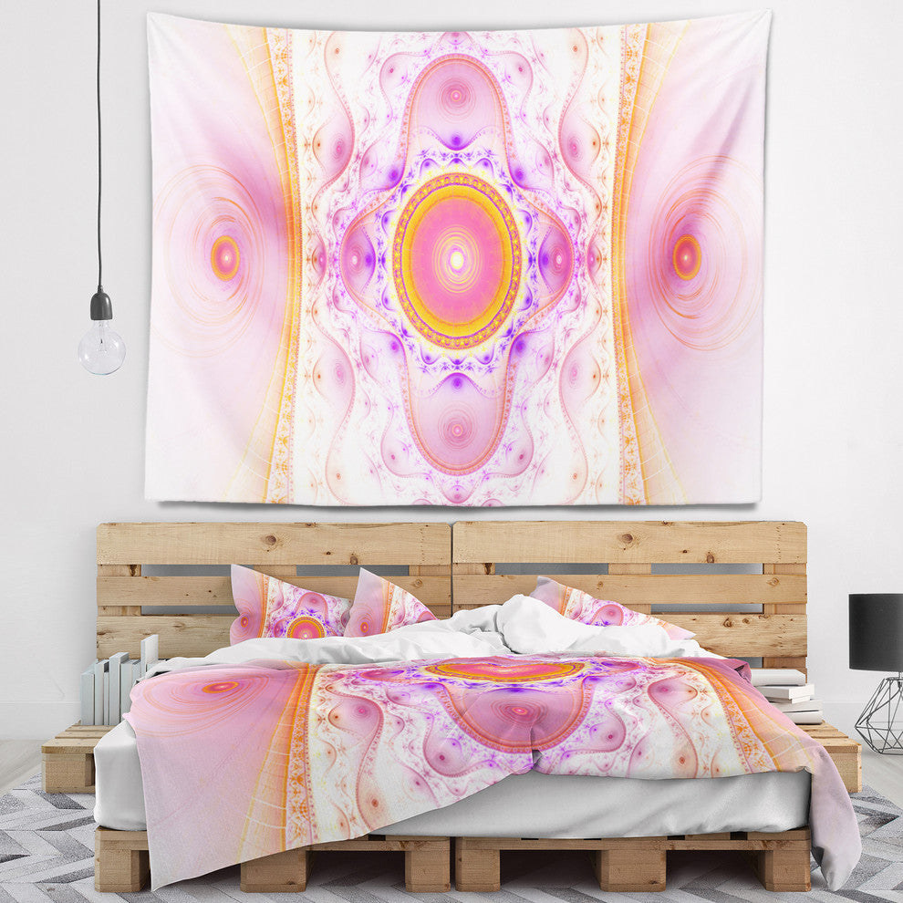 Cabalistic Pink Fractal Design Abstract Wall Tapestry, 39"x32"