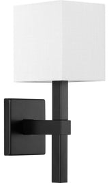 Metro Collection 5-1/2" 1-Light Matte Black Vanity Light Summer Linen Shade