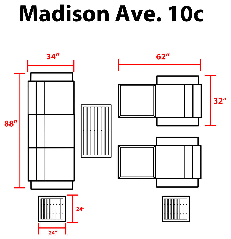 kathy ireland Madison Ave. 10 Piece Aluminum Patio Furniture Set 10c, Alabaster