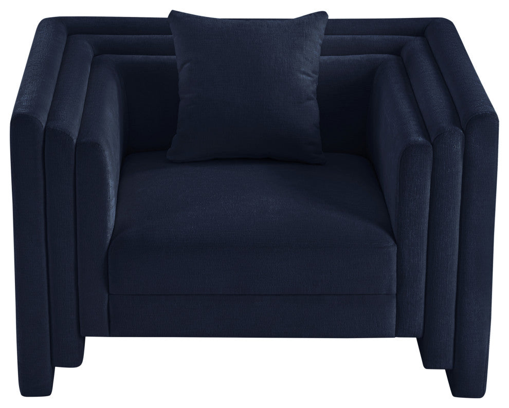 Everett Upholstered Chair, Navy, Chenille Fabric