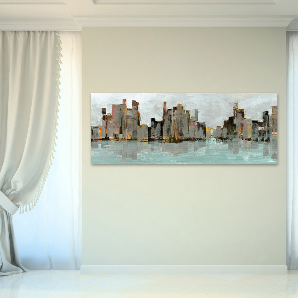 "Second City"Chicago City Skyline Wall Art Frameless Tempered Art Glass 63"x 24"