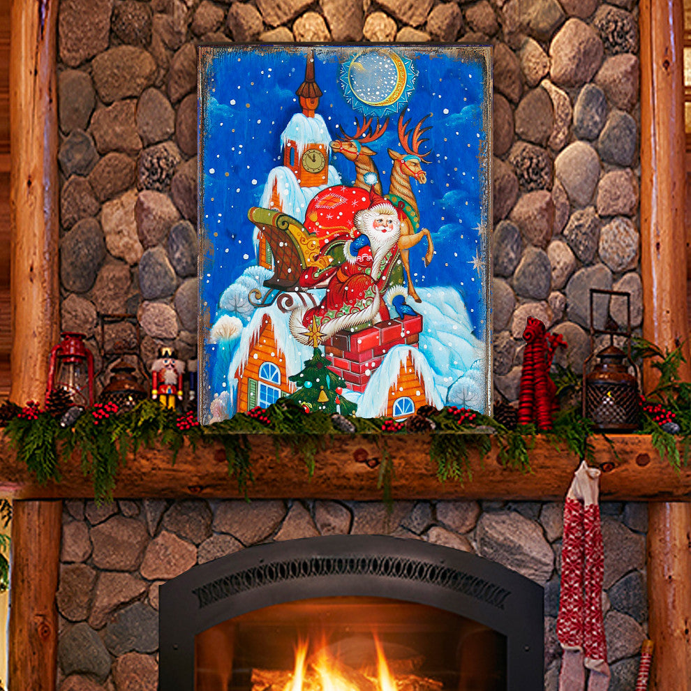 Special Delivery Santa Wooden Wall Art, Medium 18x12