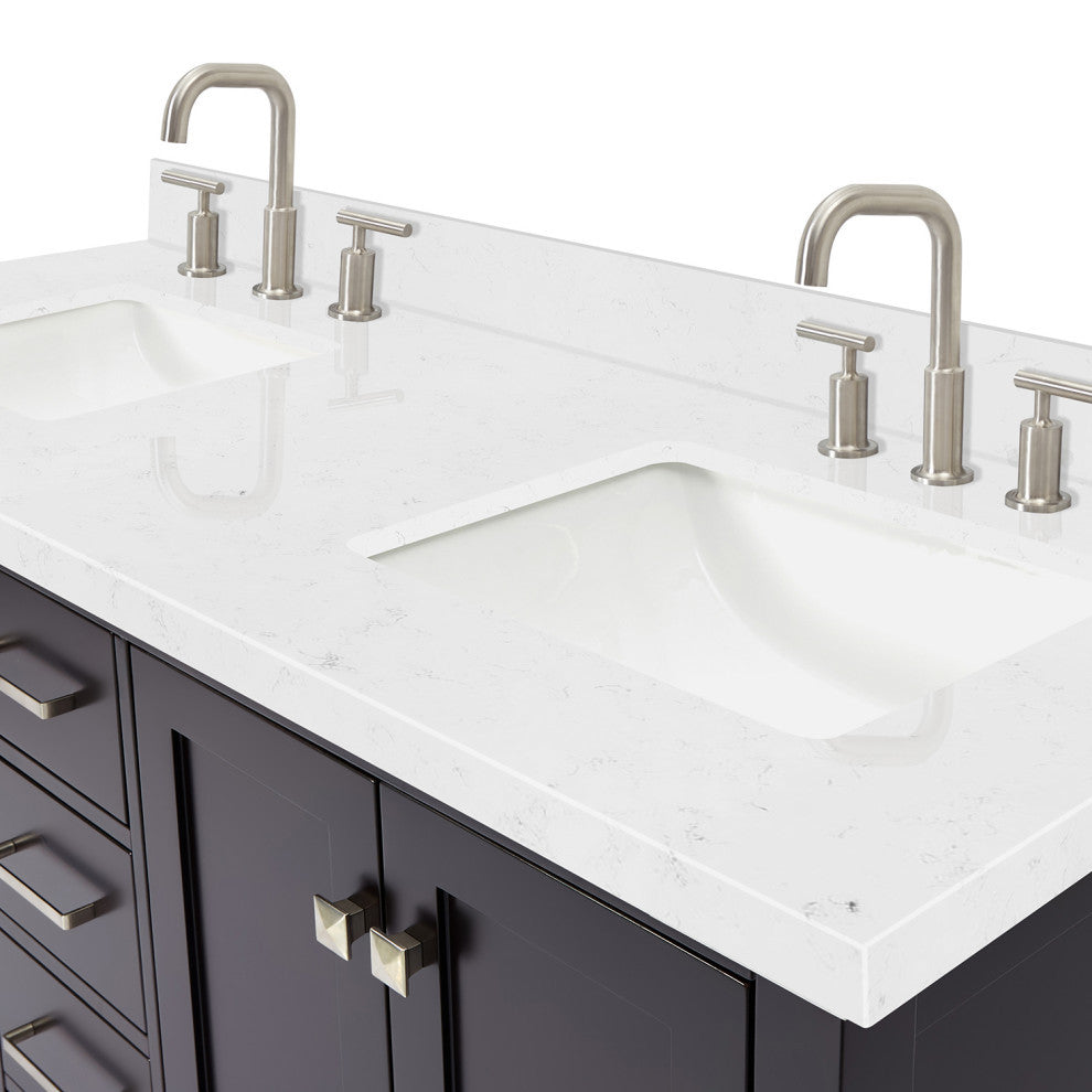 Ariel Cambridge 60" Double Rectangle Sinks Vanity, Carrara Quartz