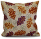 Retro Leaves Floral Print Pillow, Purple, 16"x16"