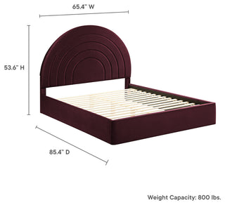 Solana Arched Performance Velvet Queen Platform Bed, Mulberry