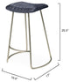 Vintage Style Curved Leather Seat Counter Stool Charcoal Gray Retro Ribbed