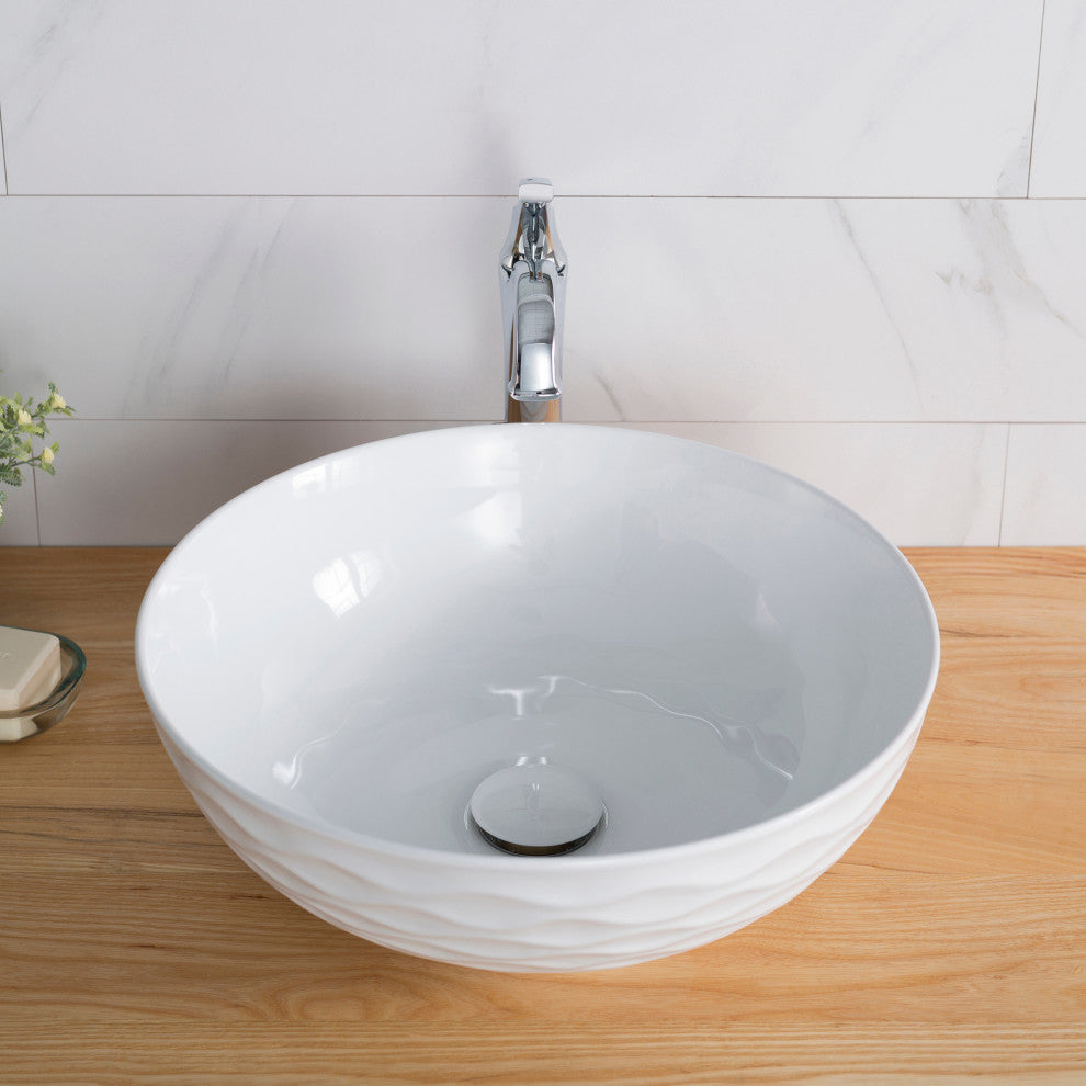Viva Ceramic Round Vessel Bathroom Sink, White
