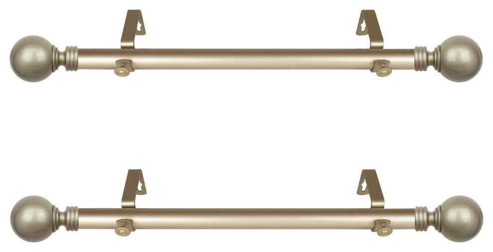 Chloe 1" Diameter Side Curtain Rod 12-20" Long, Set of 2, Light Gold