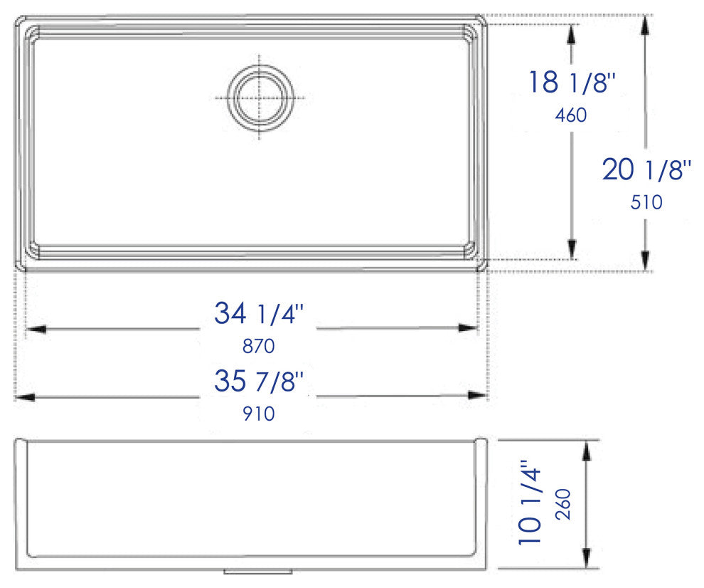 ALFI brand AB536-W White 36" Smooth Apron Single Bowl Fireclay Farm Sink