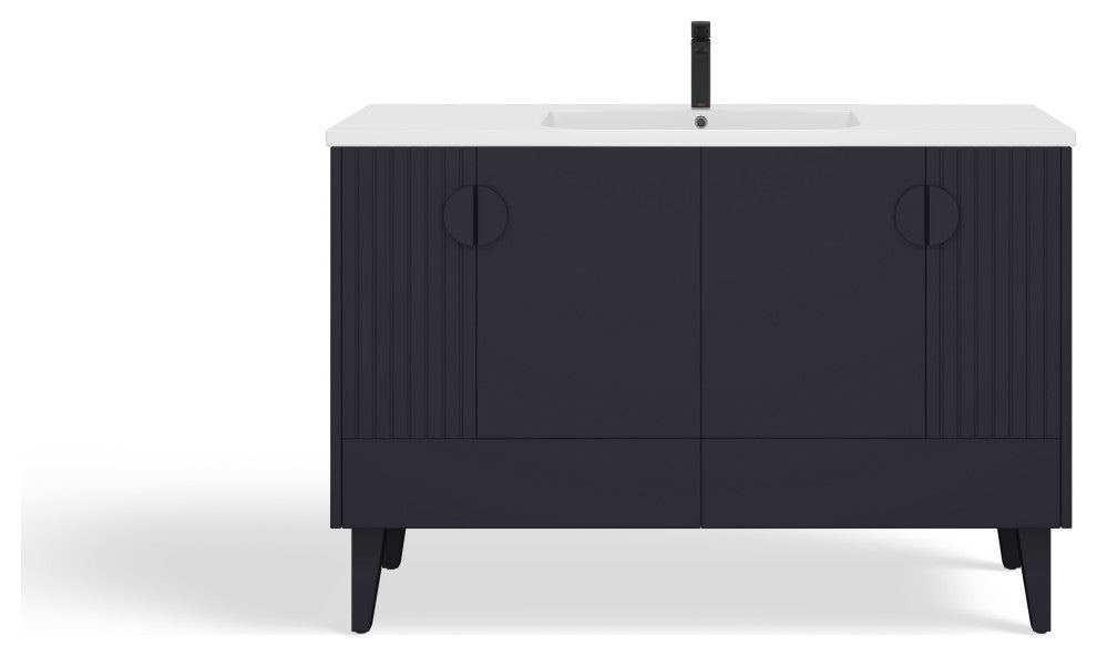 The Avila Bathroom Vanity, Black, 48", Single Sink, Freestanding