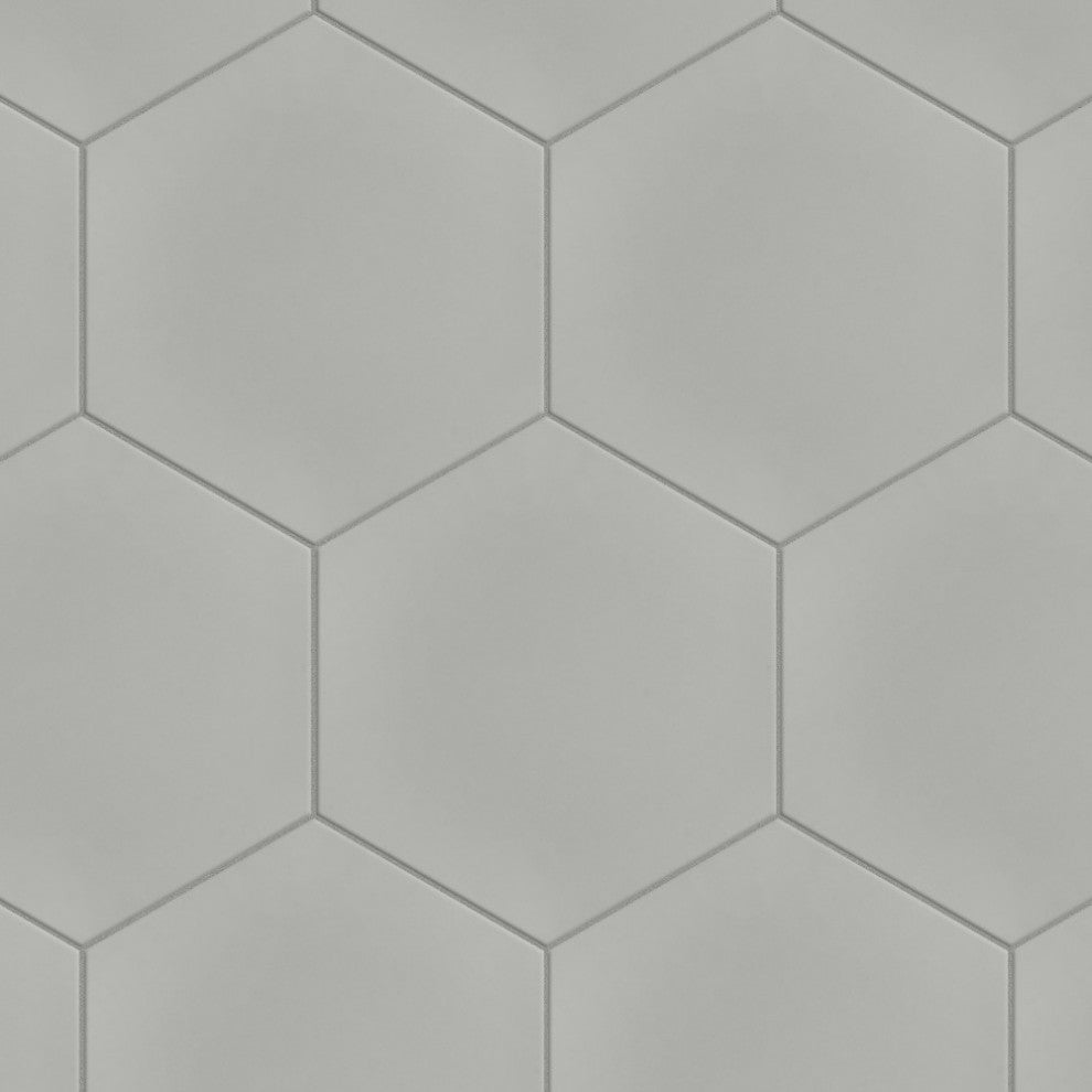 Textile Hex Porcelain Floor and Wall Tile, Silver