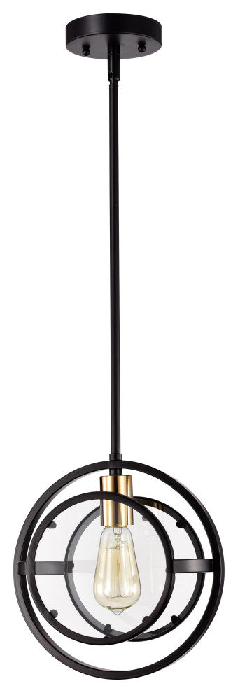 CHLOE Lighting CHRISTINE Transitional 1-Light Black/Burnished Brass Mini Pendant