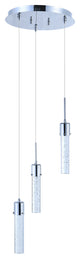 Soffi 3-light Illuminated Glass Cylinder Pendant, Polished Nickel Finish